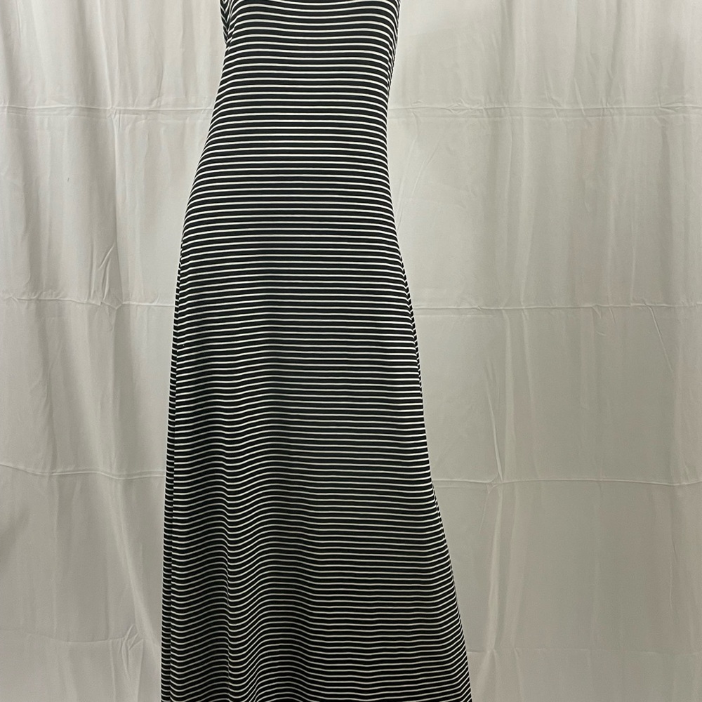 Black and white striped maxi dress